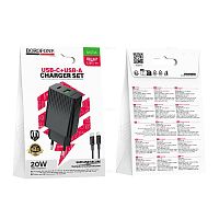 Сетевой адаптер питания BOROFONE BAS74A PD 20W QC 3.0 + кабель Lightning-Type-C (черный)