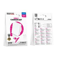 Сетевой адаптер питания BOROFONE BAS73A 1C PD 20W 3A + кабель Lightning-Type-C (белый)