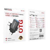 Переходник OTG BOROFONE BV26D USB2.0 3 in 1 iP/Type-C/Micro (черный)