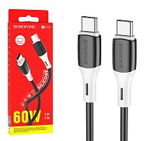 Кабель TypeC - TypeC BOROFONE BX79 60W Silicone (черный) 1м, мятая упаковка