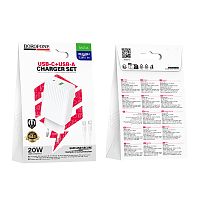 Сетевой адаптер питания BOROFONE BAS74A PD 20W QC 3.0 + кабель Type-C - Type C (белый)